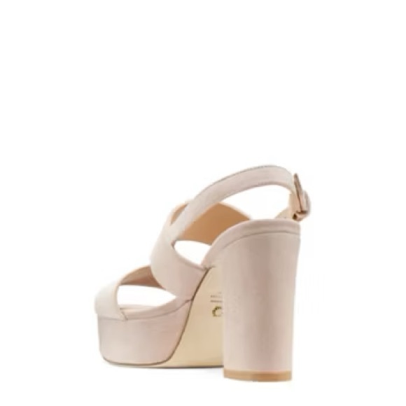 STUART WEITZMAN Ono Suede Platform Block Heel Sandal In Dolce (light beige) - Picture 3 of 9